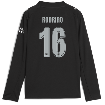 Kinder Manchester City Auswärtstrikot 2025/26 Langarm Mit RODRIGO 16 Druck
