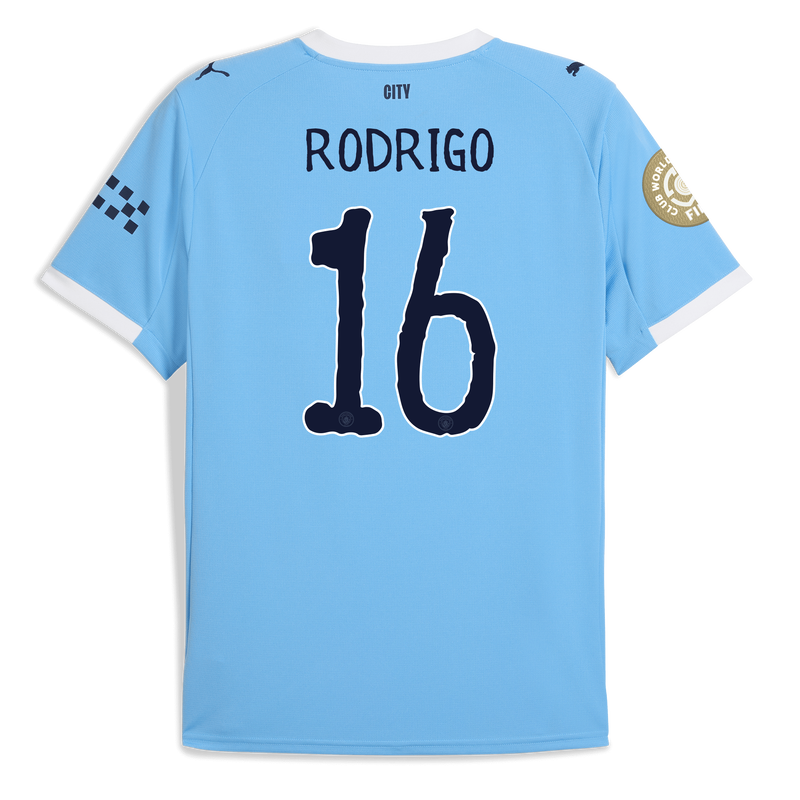 Man City Home Jersey 2025/26 With RODRIGO 16 Printing  blue - Check out all Manchester City t-shirts online - Official Manchester City FC store