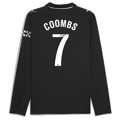 Manchester City Away Jersey 2025/26 Long Sleeve With COOMBS 7 Printing