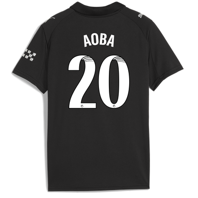 Kids' Manchester City Away Jersey 2025/26 With AOBA 20 Printing