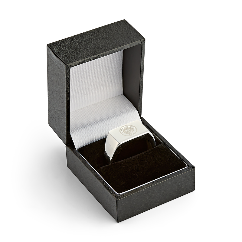 MCFC SS OBLONG CREST SIG RING - silver