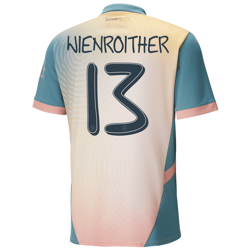 Man City 'Definitely City' Jersey 24/25 With WIENROITHER 13 printing pink - Size M from polyester for males  - Official Manchester City FC store