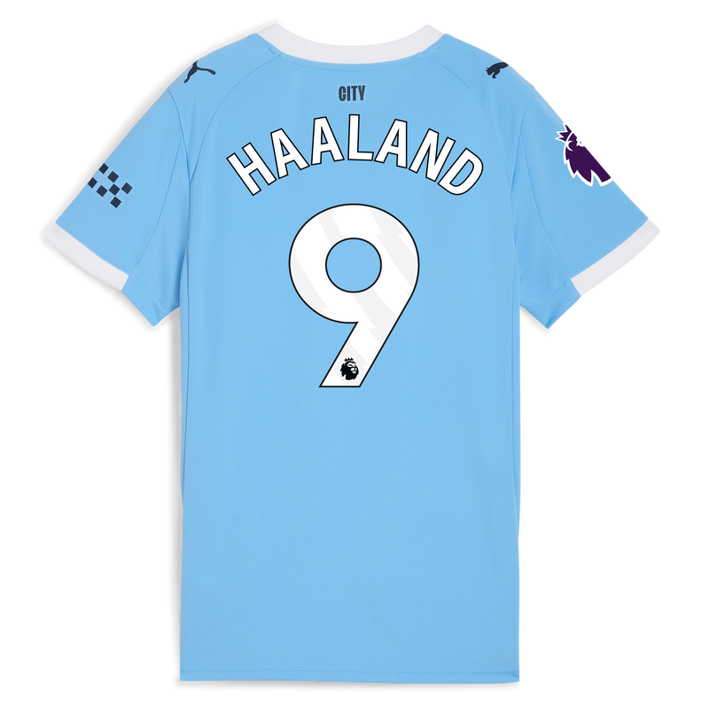 Women's Man City Home Jersey 2025/26 With HAALAND 9 Printing  blue - Size M from polyester for females  - Official Manchester City FC store