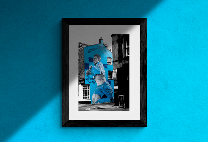 MCFC FW AGUERO WALL MURAL POSTER - baby blue