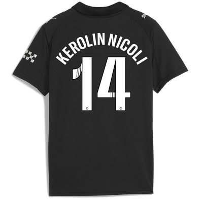 Kids' Manchester City Away Jersey 2025/26 With KEROLIN NICOLI 14 Printing