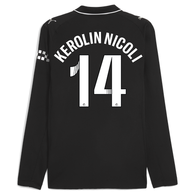 Manchester City Away Authentic Jersey 2025/26 Long Sleeve With KEROLIN NICOLI 14 Printing