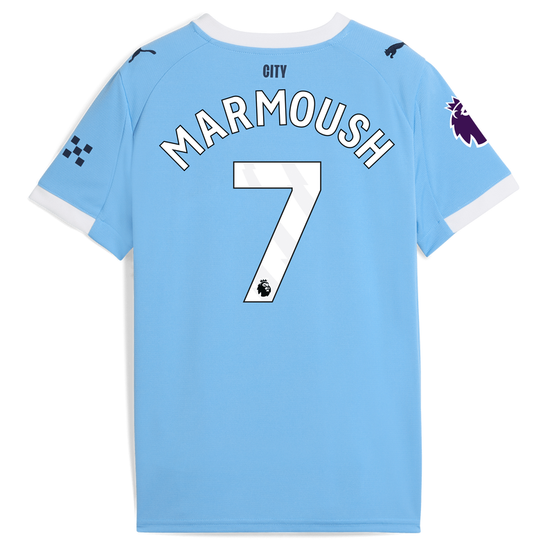 Kids' Man City Home Jersey 2025/26 With MARMOUSH 7 Printing  blue unisex - Size 5/6 from polyester  - Official Manchester City FC store