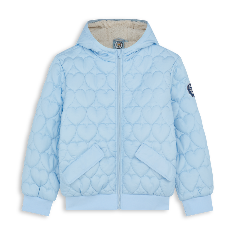 MCFC GIRLS HEART QUILTED JACKET - light blue