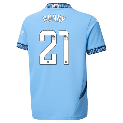 Kids' Manchester City Home Jersey 2024/25 With BUNNY 21 Printing