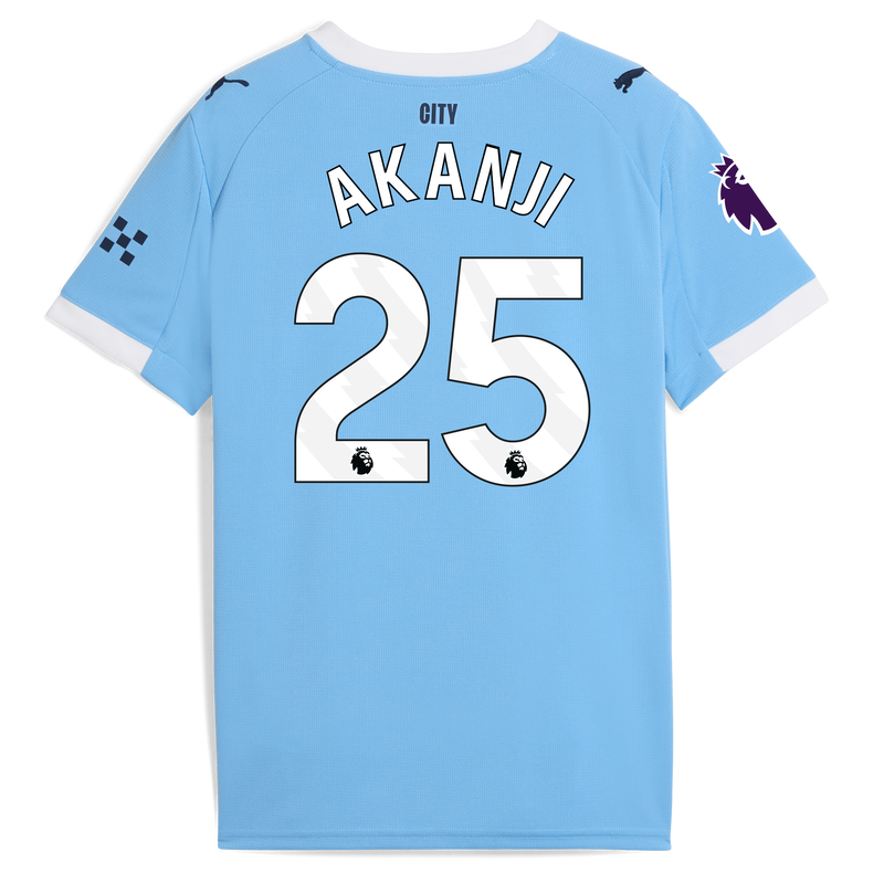 Kids' Man City Home Jersey 2025/26 With AKANJI 25 Printing  blue unisex - Size 9/10 from polyester  - Official Manchester City FC store