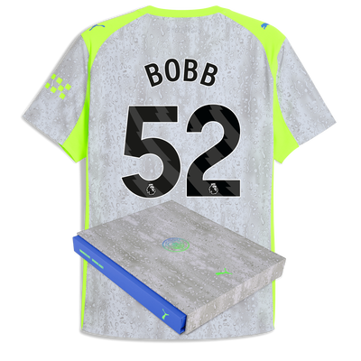 Camiseta auténtica tercera del Manchester City 2025/26 con BOBB 52 impresión en caja de regalo