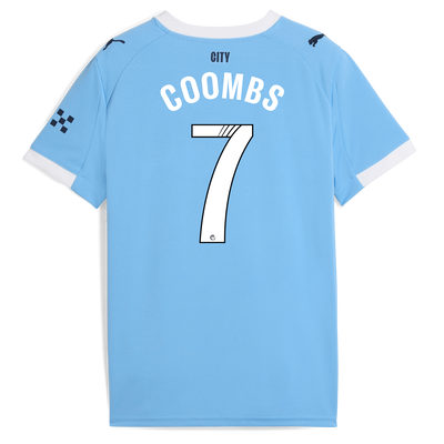 Kids' Manchester City Home Jersey 2025/26 With COOMBS 7 Printing