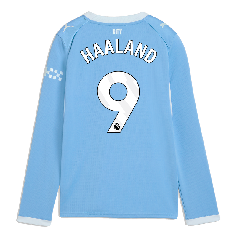 Kids' Manchester City Home Jersey 2026/27 Long Sleeve With HAALAND