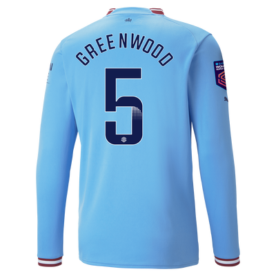 Manchester City Home Jersey 22/23 Long Sleeve with GREENWOOD 5 printing