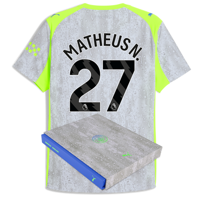 Manchester City Third Authentic Jersey 2025/26 With MATHEUS N. 27 Printing in Gift Box