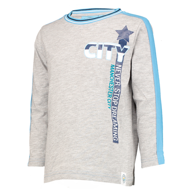 Manchester City Merchandise Manchester City FC Men's Pajama Set - Official Long Sleeve PJs With Team Logo Men's Football Team Loungewear Pajama Set