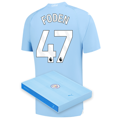 Manchester City Authentic Home Jersey 2023/24 with FODEN 47 printing in Gift Box