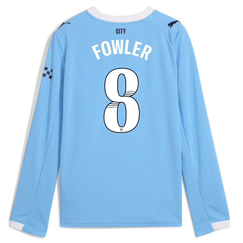 Kids' Man City Home Jersey 2025/26 Long Sleeve With FOWLER 8 Printing  blue unisex - Size 13/14 from polyester  - Official Manchester City FC store