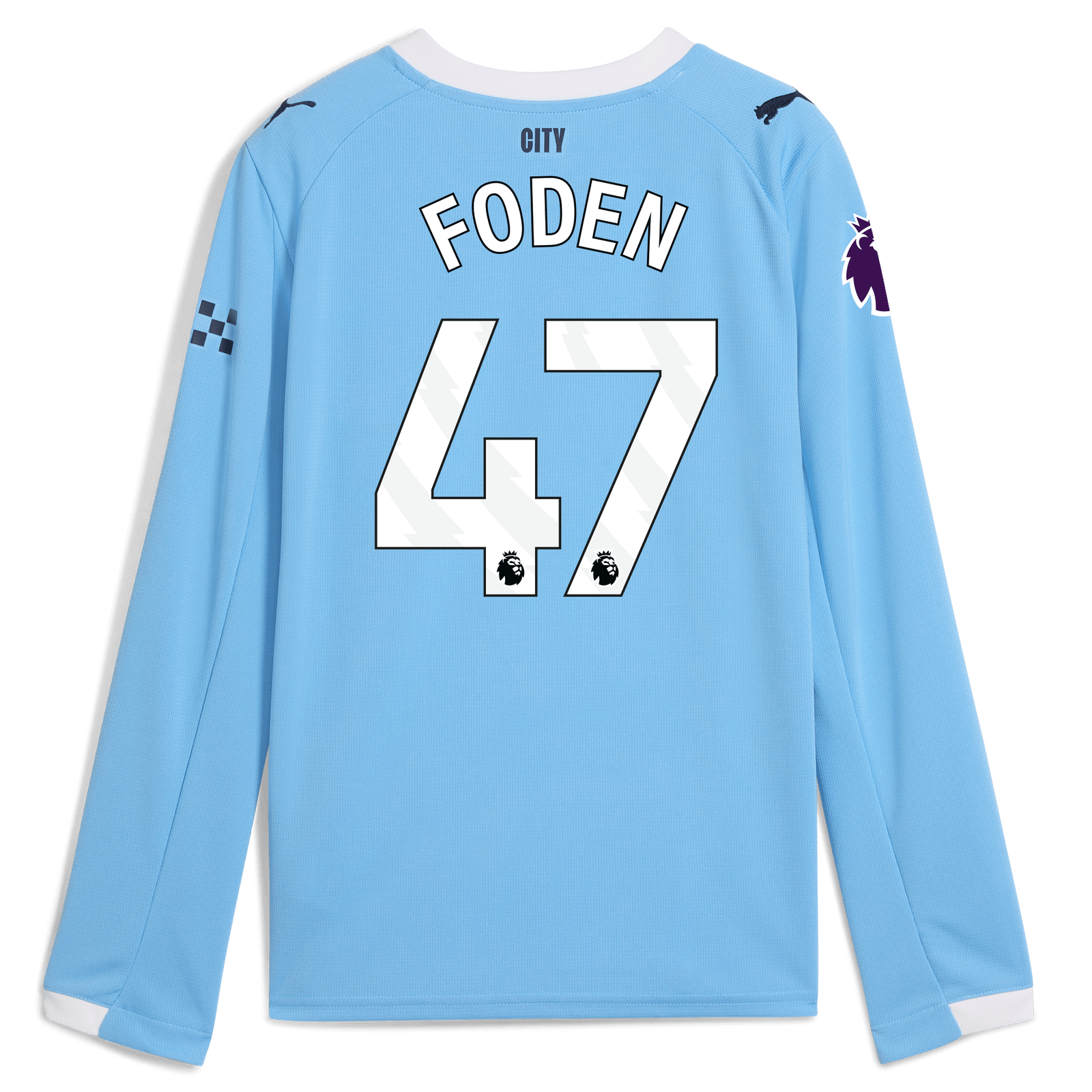 Kids' Manchester City Home Jersey 2025/26 Long Sleeve With FODEN
