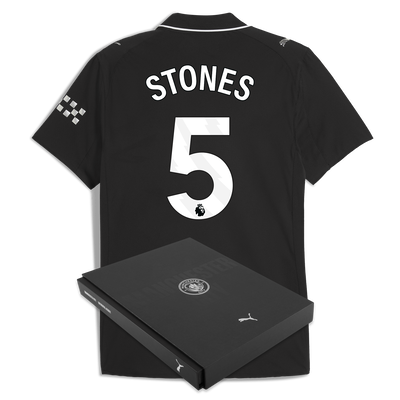 Manchester City Away Authentic Jersey 2025/26 With STONES 5 Printing in Gift Box