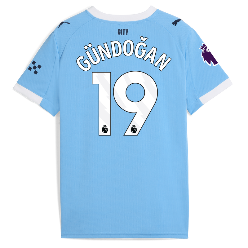 Kids' Man City Home Jersey 2025/26 With GÜNDOĞAN 19 Printing  blue unisex - Size 9/10 from polyester  - Official Manchester City FC store