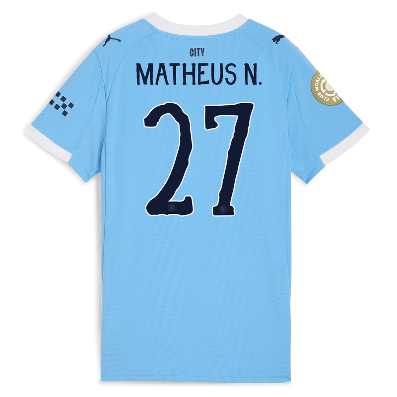 Women's Man City Home Jersey 2025/26 With MATHEUS N. 27 Printing  blue - Check out all Manchester City t-shirts online - Official Manchester City FC store