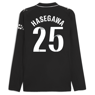 Manchester City Away Authentic Jersey 2025/26 Long Sleeve With HASEGAWA 25 Printing