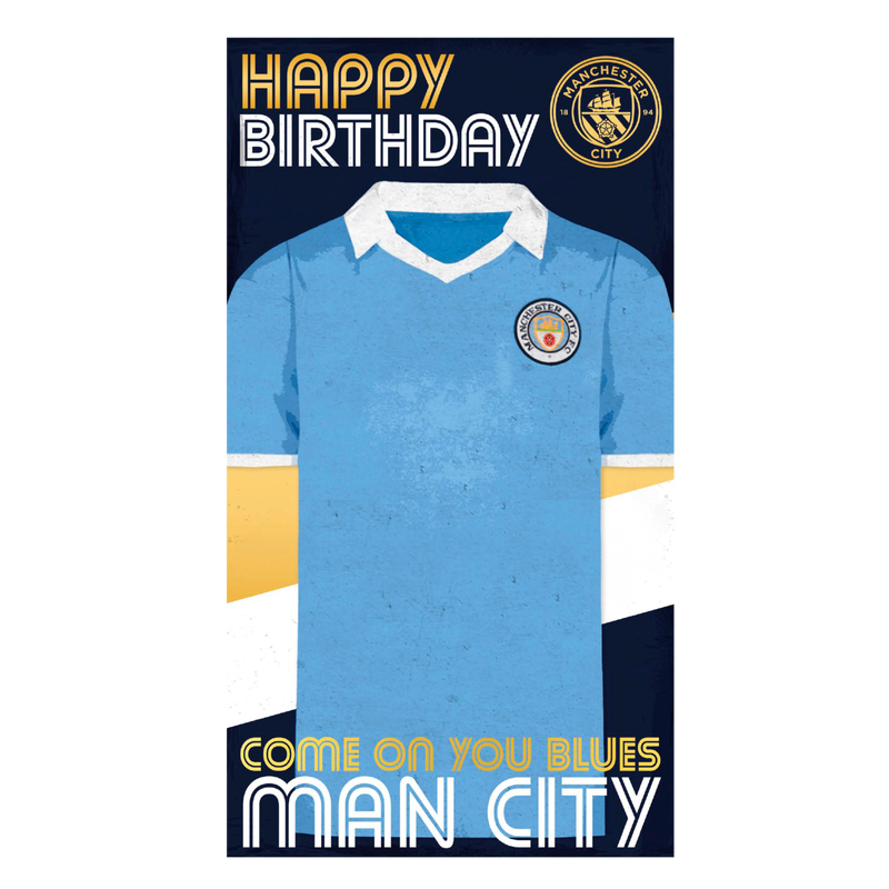 MCFC RETRO SHIRT BIRTHDAY CARD - navy