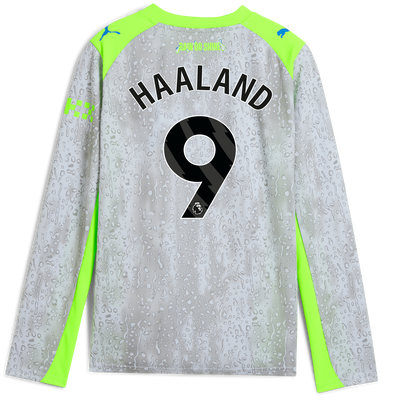 Maglia Third  Manchester City per bambini 2025/26 a maniche lunghe con stampa di HAALAND 9 Printing