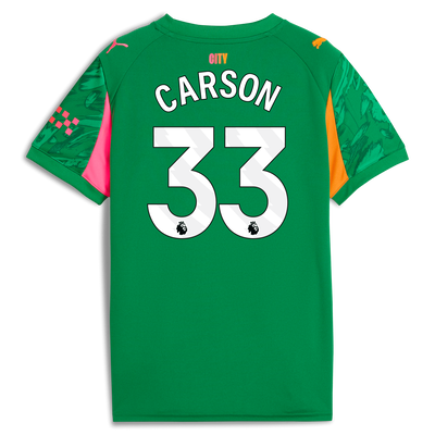 Camiseta de portero infantil del Manchester City 2025/26 con impresión CARSON 33