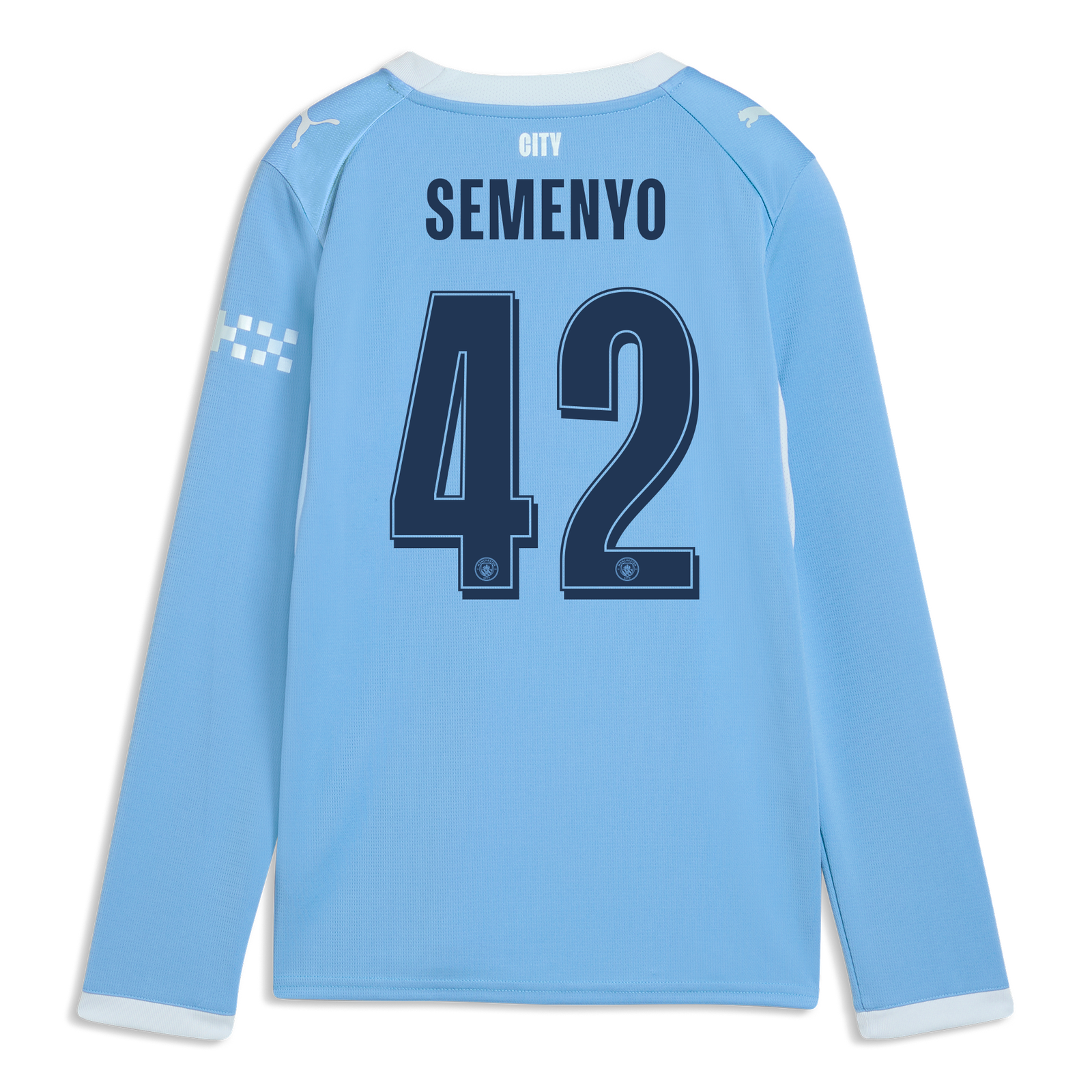 Kids' Manchester City Home Jersey 2026/27 Long Sleeve With SEMENYO