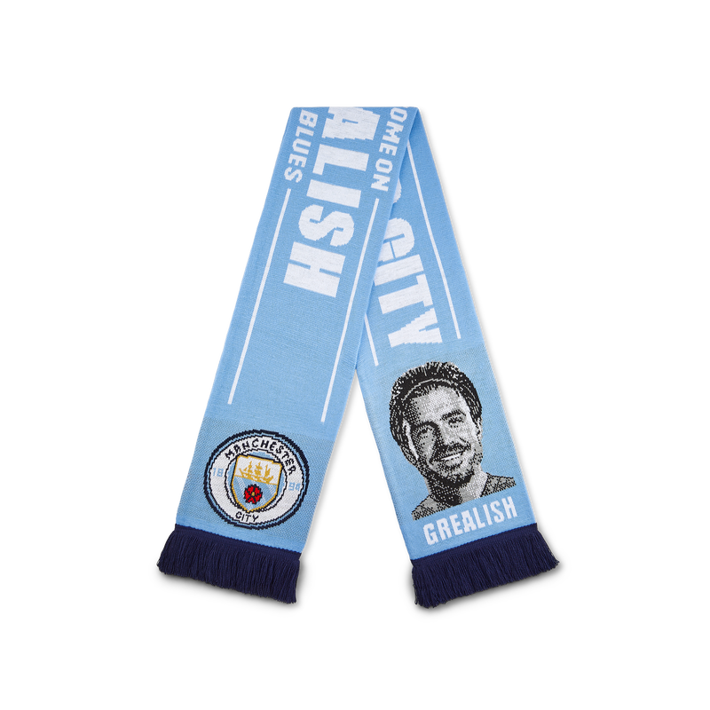 Man City Grealish Face Scarf blue from acrylic  - Official Manchester City FC store