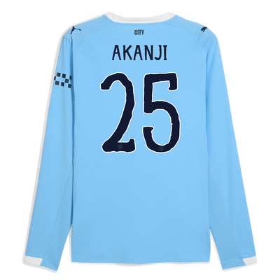 Maglia Home Authentic Manchester City 2025/26 a maniche lunghe con stampa AKANJI 25