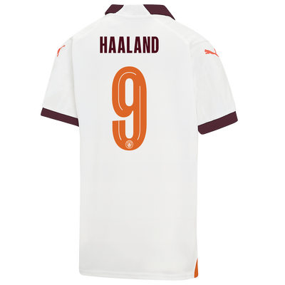 Kids' Manchester City Away Jersey 2023/24 with HAALAND 9 printing