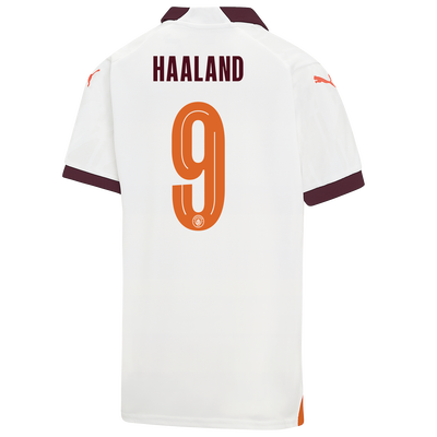 Kids' Manchester City Away Jersey 2023/24 with HAALAND 9 printing