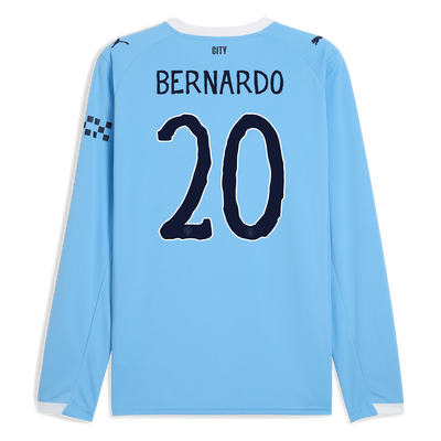 Camiseta local de manga larga del Manchester City 2025/26 con estampado BERNARDO 20