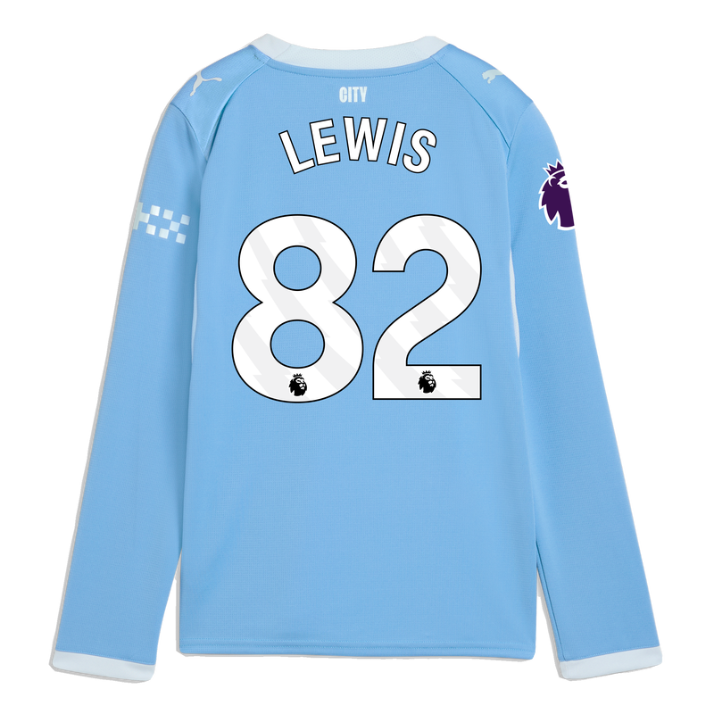 Kids' Manchester City Home Jersey 2026/27 Long Sleeve With LEWIS