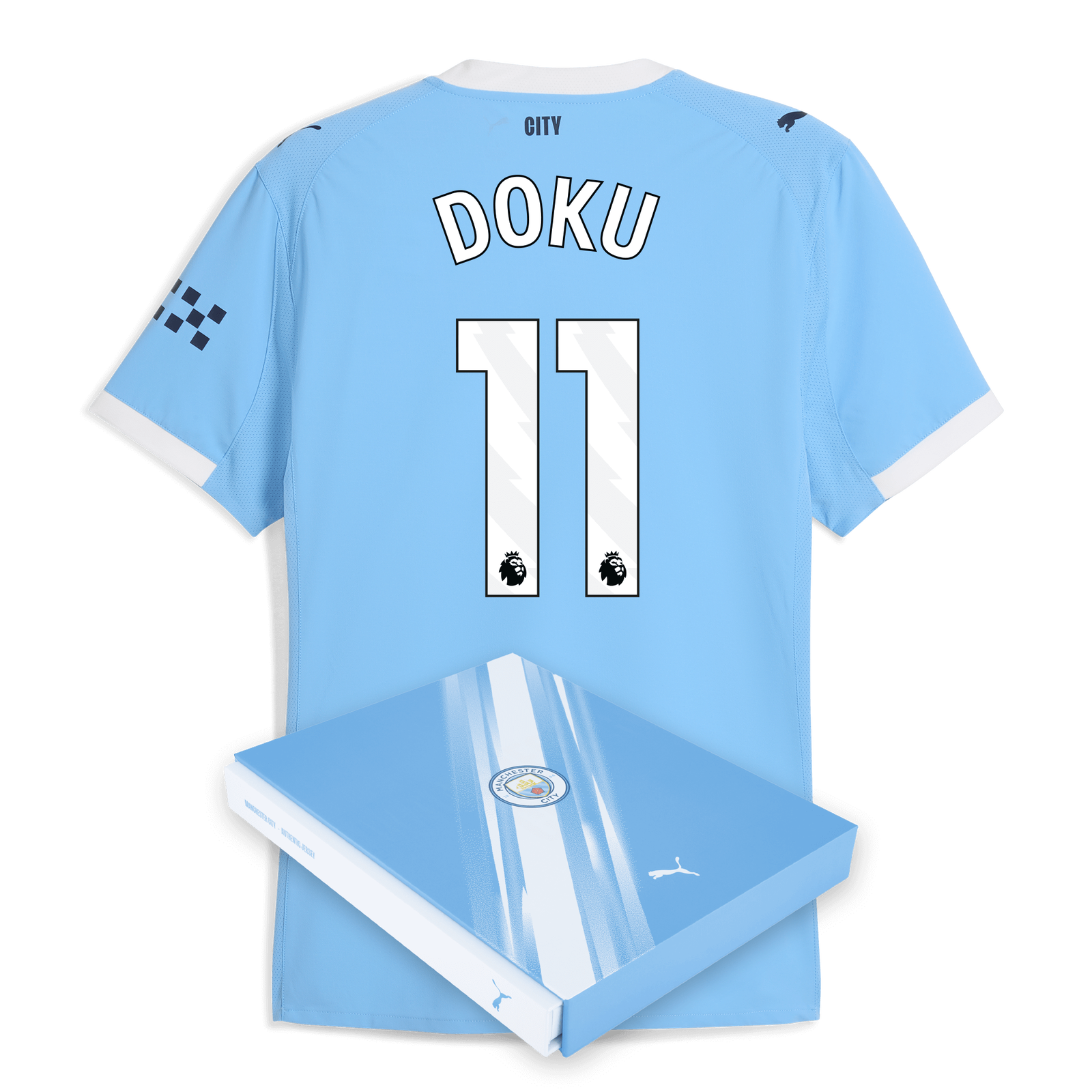 Manchester City Home Authentic Jersey 2025/26 With DOKU 11