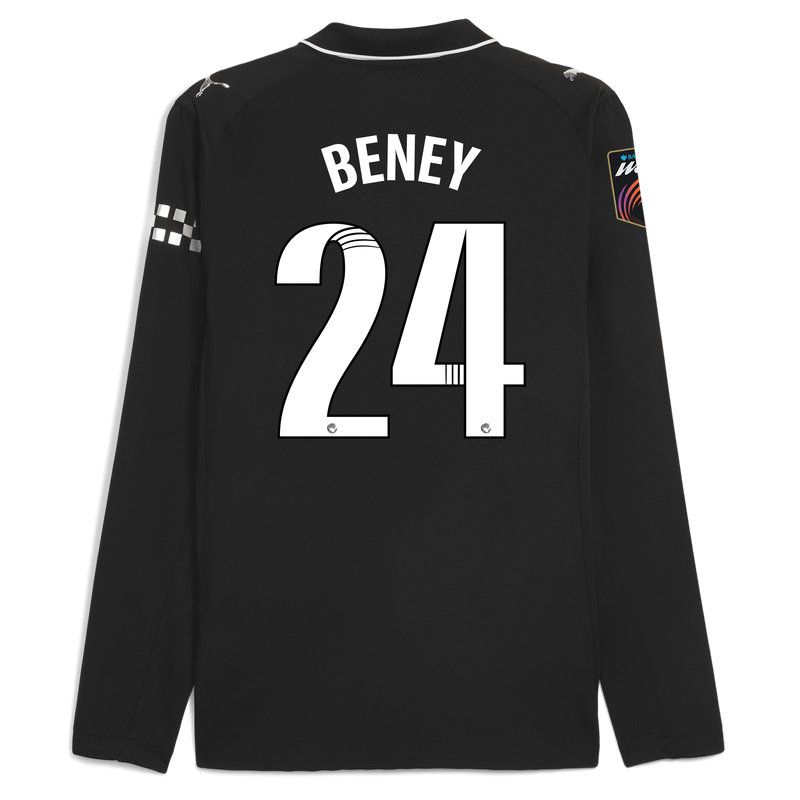Man City Away Authentic Jersey 2025/26 Long Sleeve With BENEY 24 Printing negro - talla M de poliéster para hombres  - Tienda oficial Manchester City FC