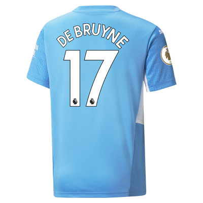 Kids Manchester City Home Shirt 21/22 with Kevin de Bruyne printing