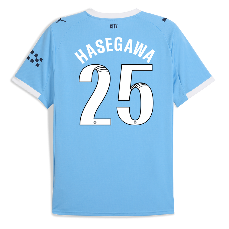 Man City Home Jersey 2025/26 With HASEGAWA 25 Printing  blue - Check out all Manchester City t-shirts online - Official Manchester City FC store