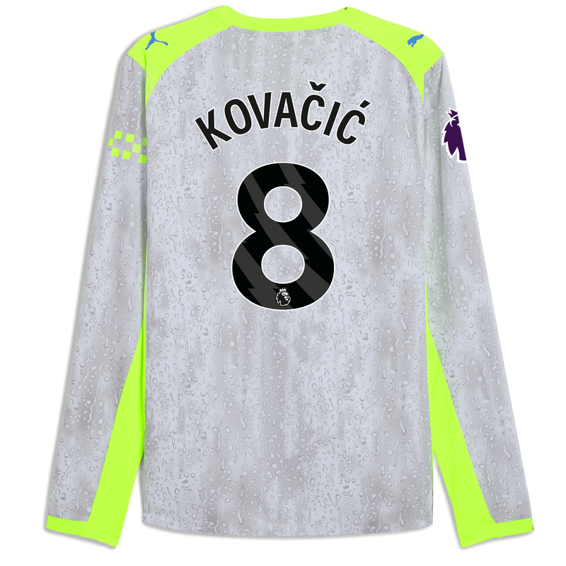 Man City 3rd Authentic Jersey 2025/26 Long Sleeve With KOVAČIĆ 8 Printing blue - Check out all Manchester City t-shirts online