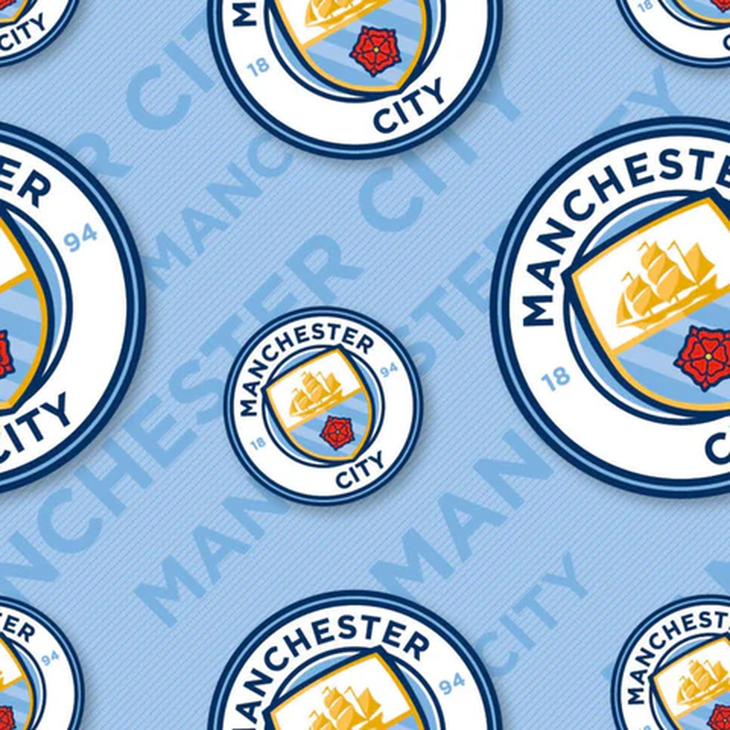 MCFC REPEAT GIFT WRAP 2 TAGS - blue