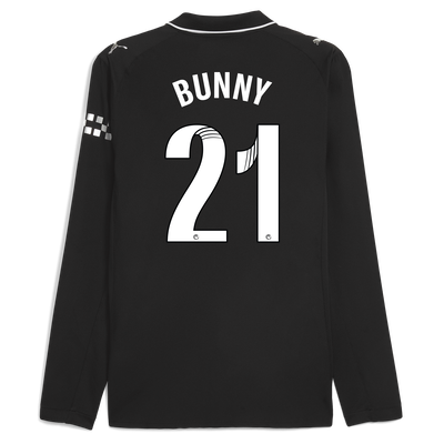 Manchester City Away Authentic Jersey 2025/26 Long Sleeve With BUNNY 21 Printing