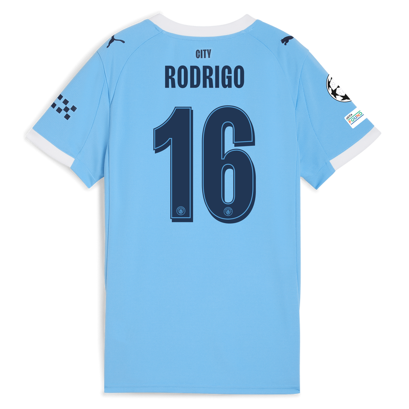 Women's Man City Home Jersey 2025/26 With RODRIGO 16 Printing  blue - Check out all Manchester City t-shirts online - Official Manchester City FC store