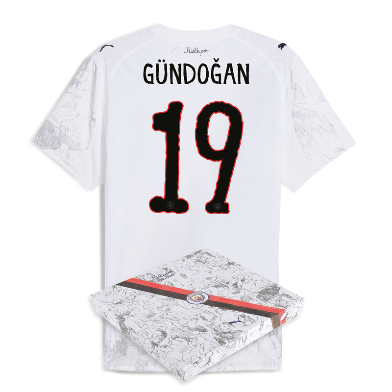 Man City KidSuper Authentic Jersey 2025/26 With GÜNDOĞAN 19 printing in gift box white - Size M from polyester for males