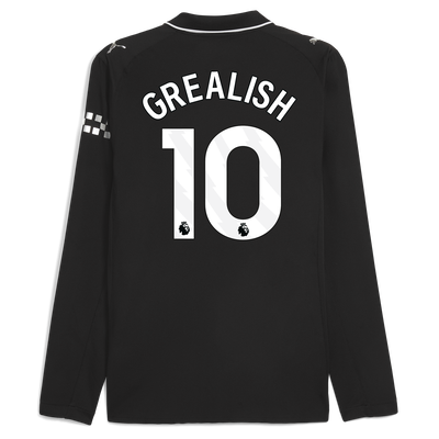 Manchester City Away Authentic Jersey 2025/26 Long Sleeve With GREALISH 10 Printing