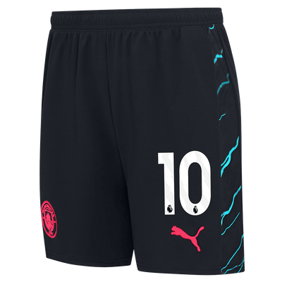 Manchester City pantalones cortos de fútbol para niños 2023/24 con #10
