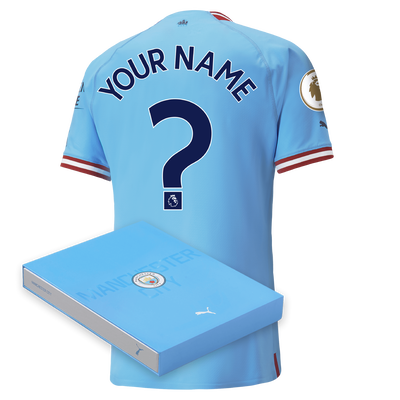 Camiseta Authentic 1ª Equipación Manchester City 2022/23 con estampado personalizada en caja de regalo