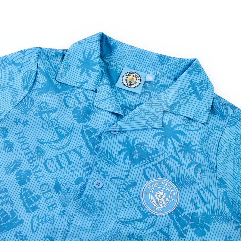 MCFC FW KIDS SS HAWAIIAN SHIRT - blue